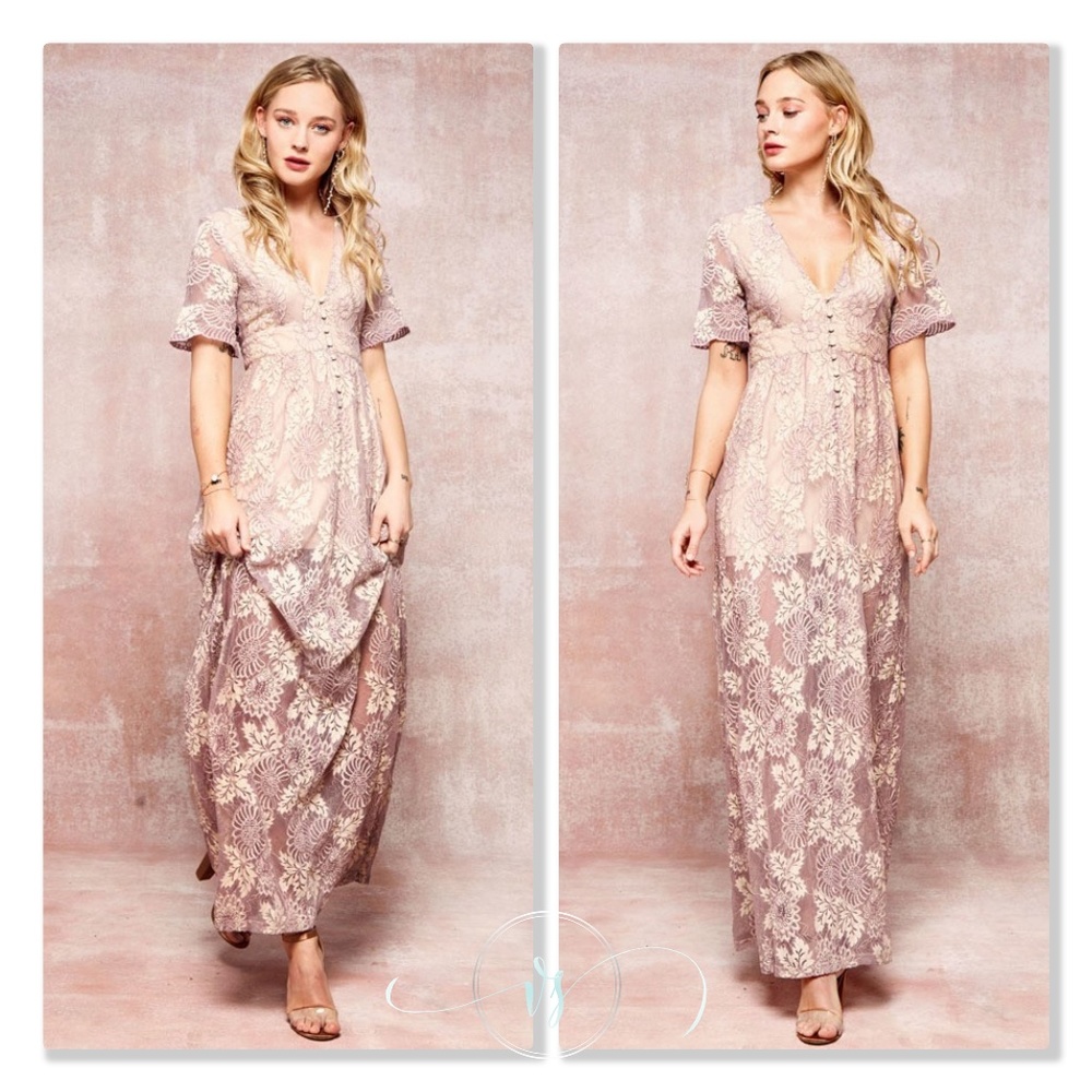 Last One❗Floral Lace Maxi Dress - Picture 4 of 7